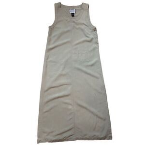 Vintage Directives Olive green‎ sleeveless maxi dress lyocell sz S